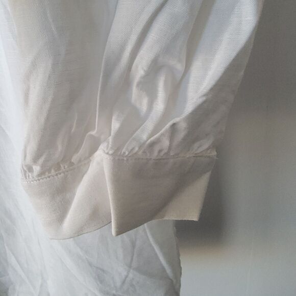 stylewe fashin shrit womens size xl  white button up linen blend - Picture 6 of 8